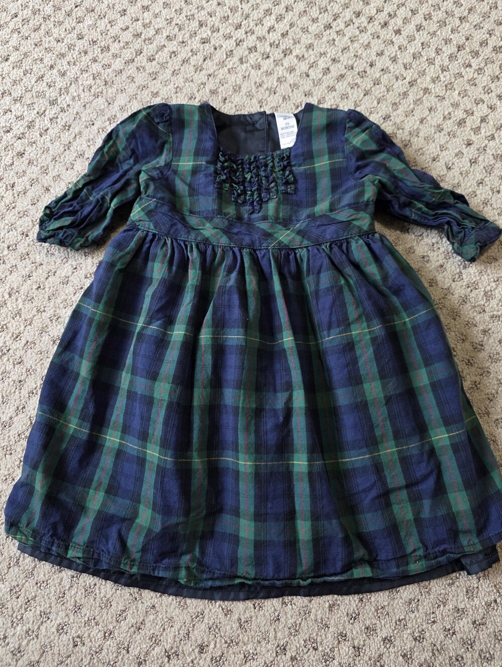 OshKosh B'gosh Navy and Green Plaid Holiday Dress